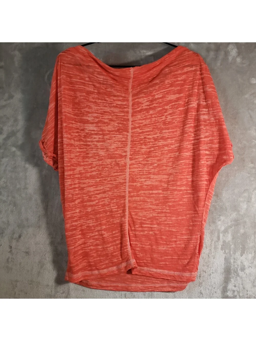 We The Free Knit sheer Top Orange Solid Round Neck Short Sleeve Size M - Picture 2 of 7